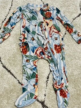 Victoria footie ruffle one piece